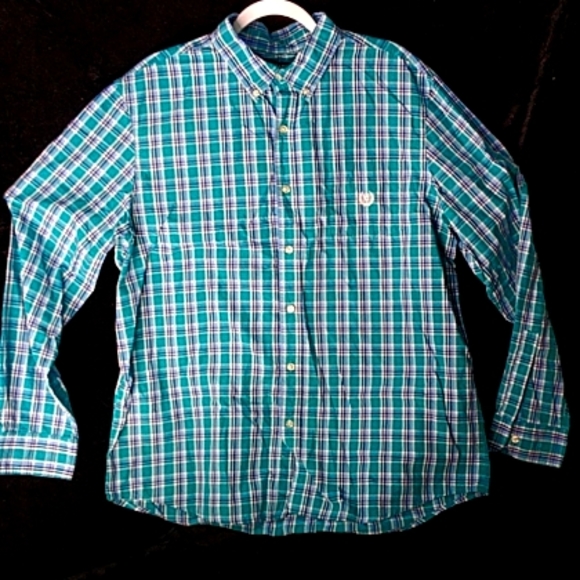 Chaps Other - 130 UEC Chaps Men's button up shirt size XL collar pockets shipping plaid blue